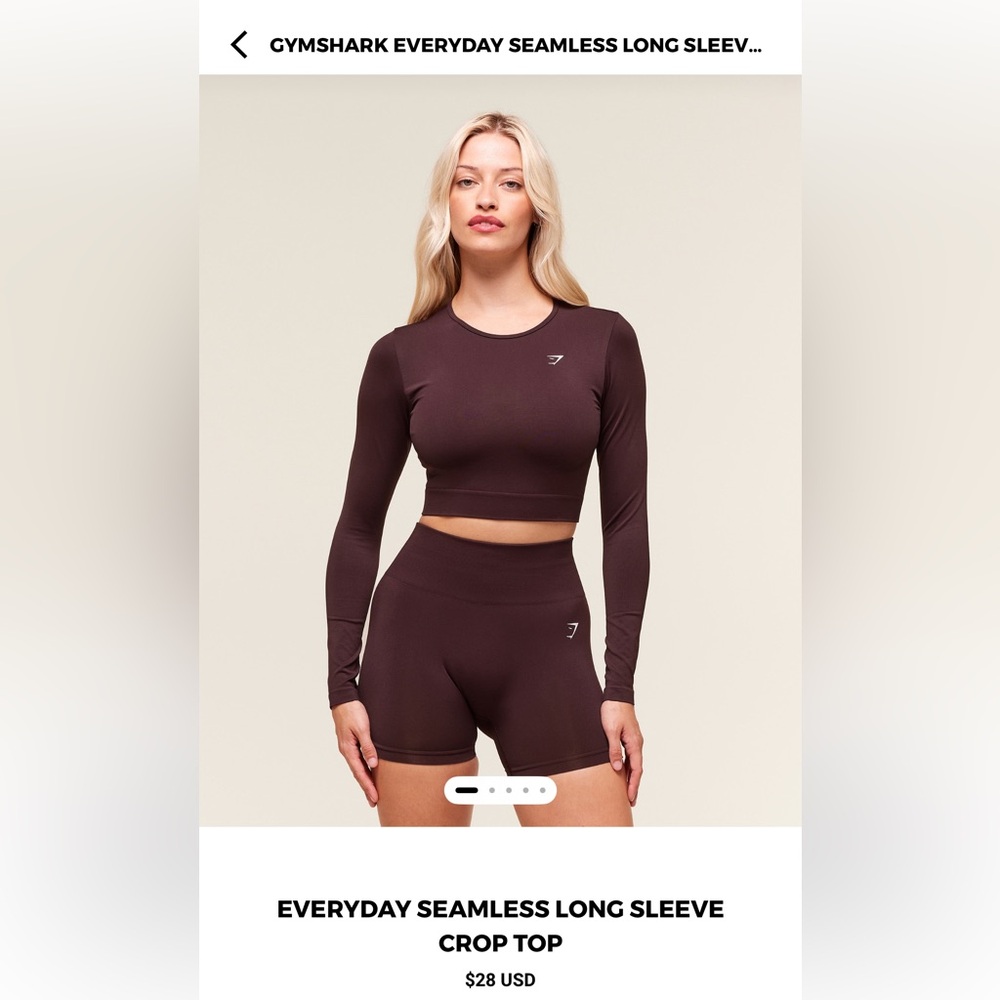 Gymshark Chocolate Brown Long Sleeve Crop Top Long Sleeve